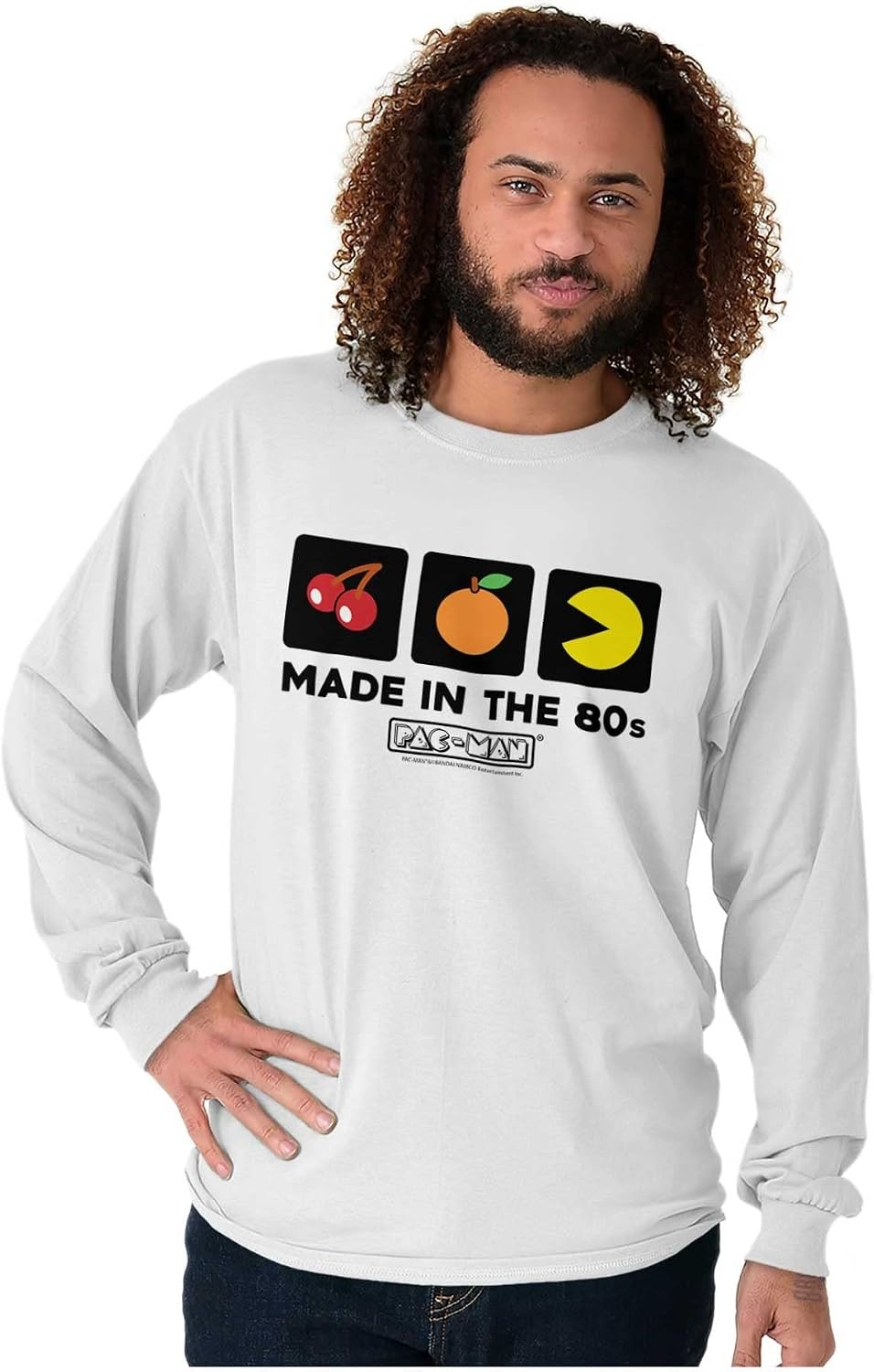 image:imagePacman Made in The 80s Vintage Long Sleeve Tshirt Men WomenWhite