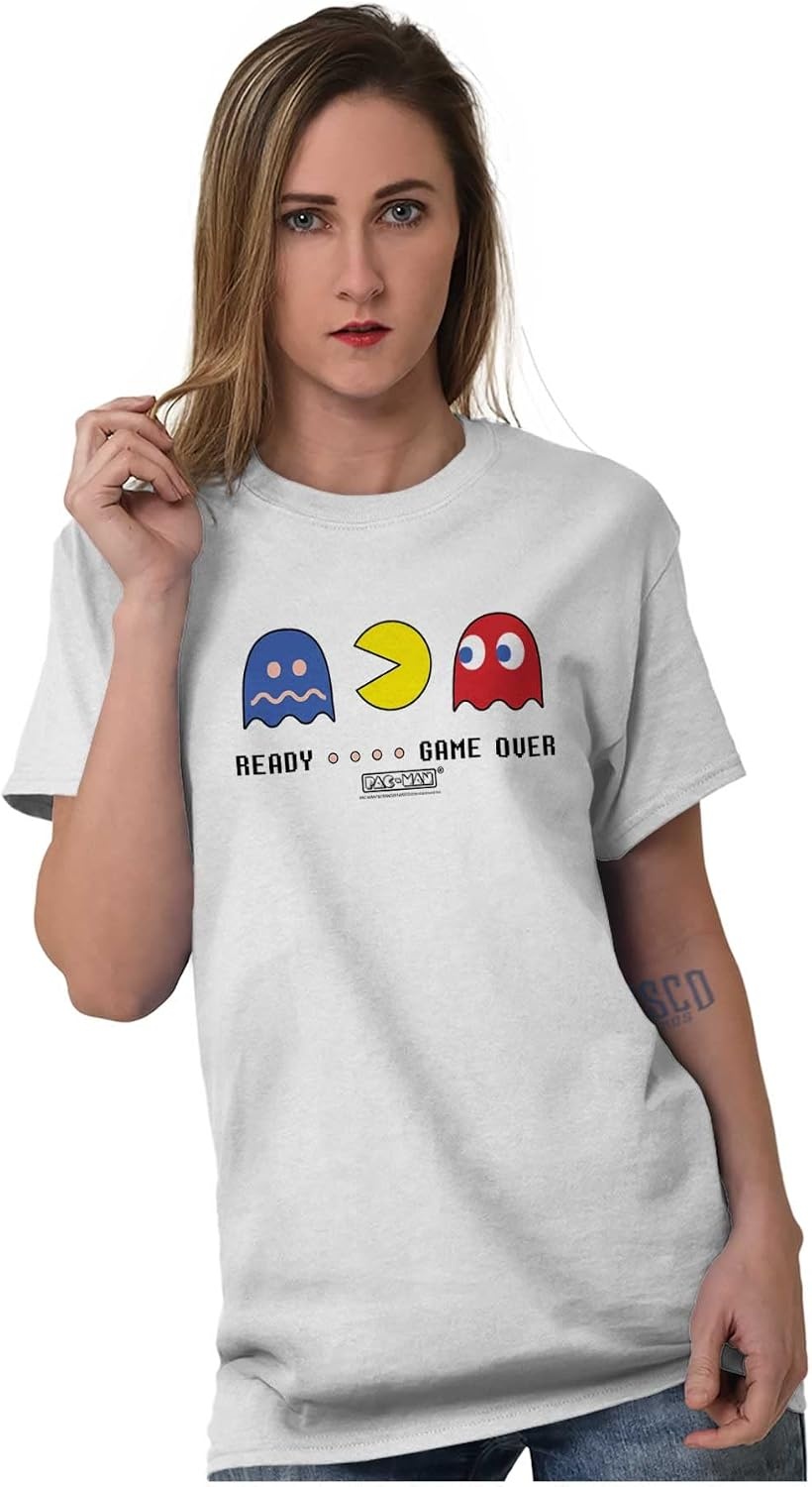 image:imagePacman ReadyGame Over Funny Ghosts Graphic T Shirt Men or WomenWhite