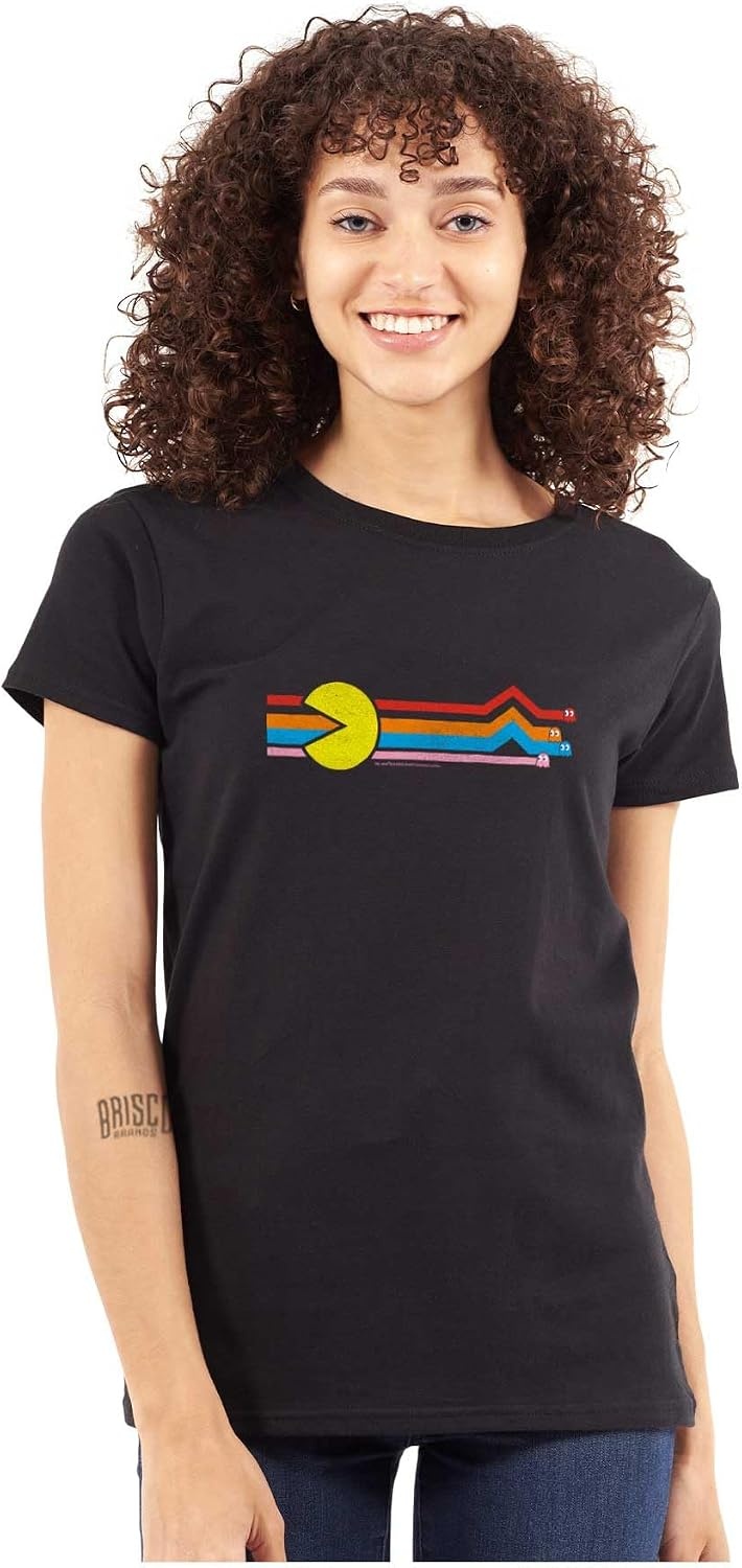 image:imagePacman Retro 80s Arcade Game Classic Womens Slim Fit Graphic TeeBlack