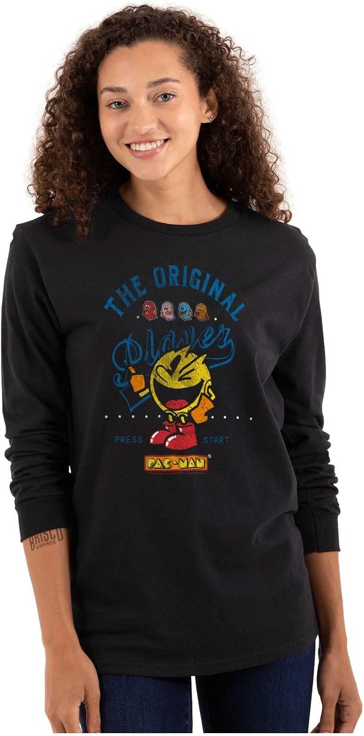 image:imagePacman The Original Player Funny 80s Long Sleeve Tshirt Men WomenBlack