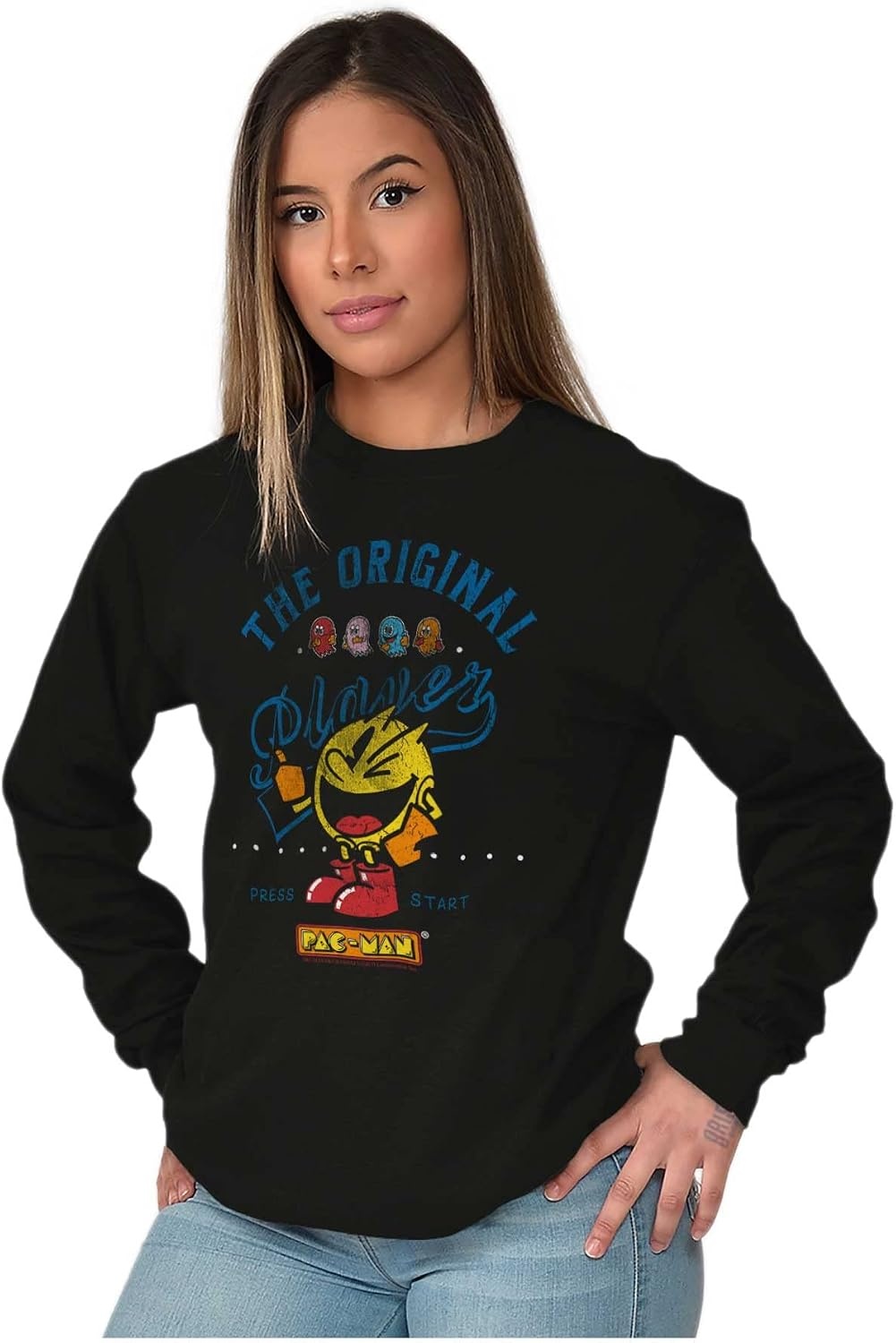 image:imagePacman The Original Player Funny 80s Long Sleeve Tshirt Men WomenBlack