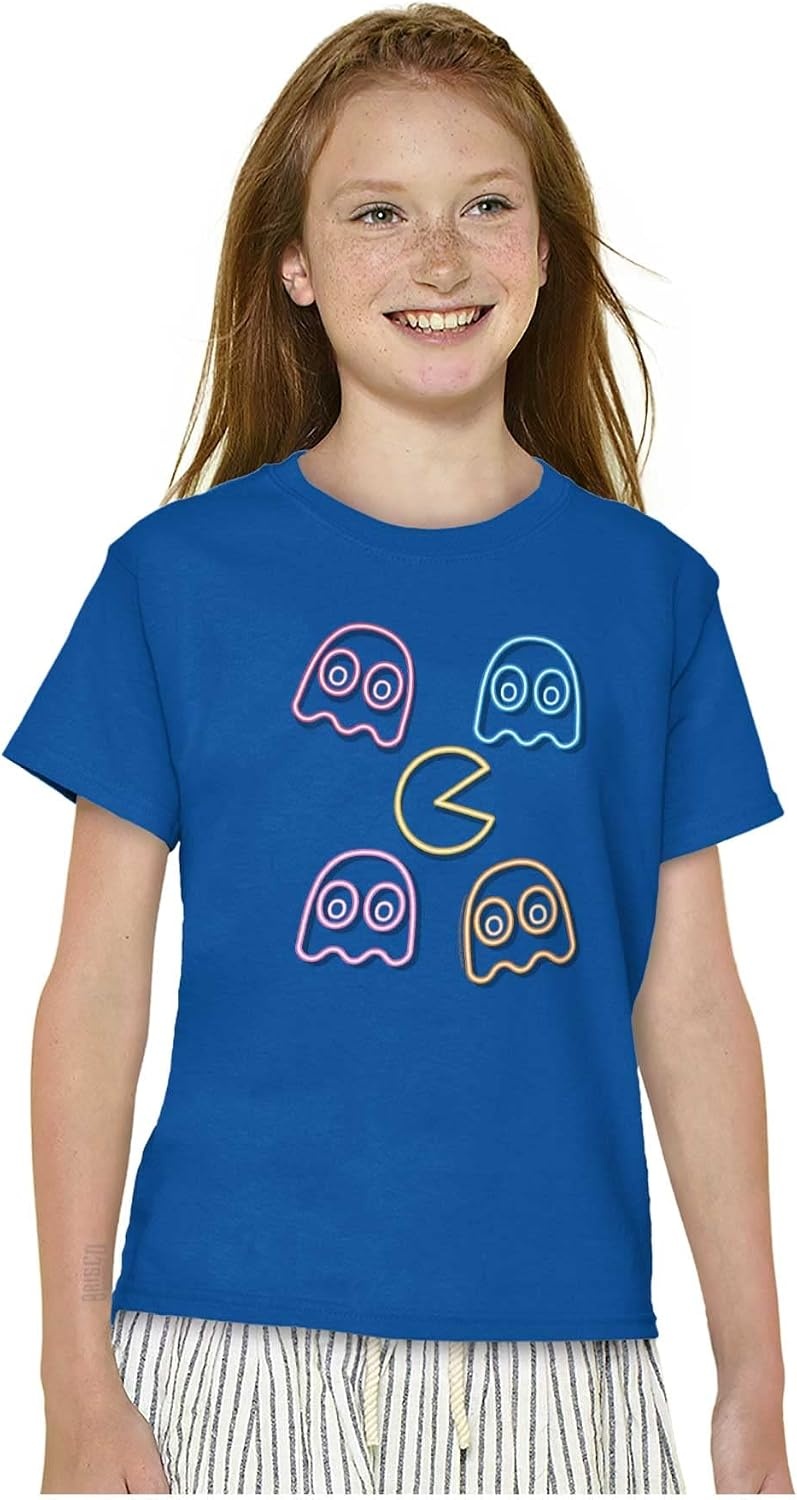 image:imageRetro Pacman Character Silhouettes Crewneck T Shirts Boy GirlRoyal