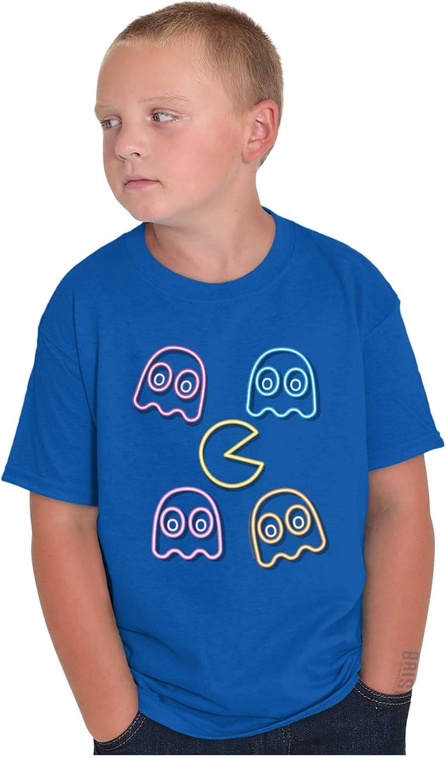 image:imageRetro Pacman Character Silhouettes Crewneck T Shirts Boy GirlRoyal