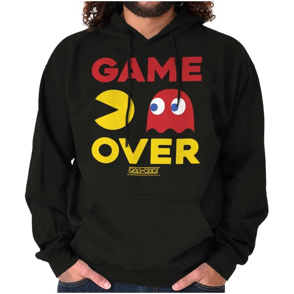 image:imageBrisco Brands PACMAN Game Over Blinky Ghost Hoodie Sweatshirt Women MenBlack