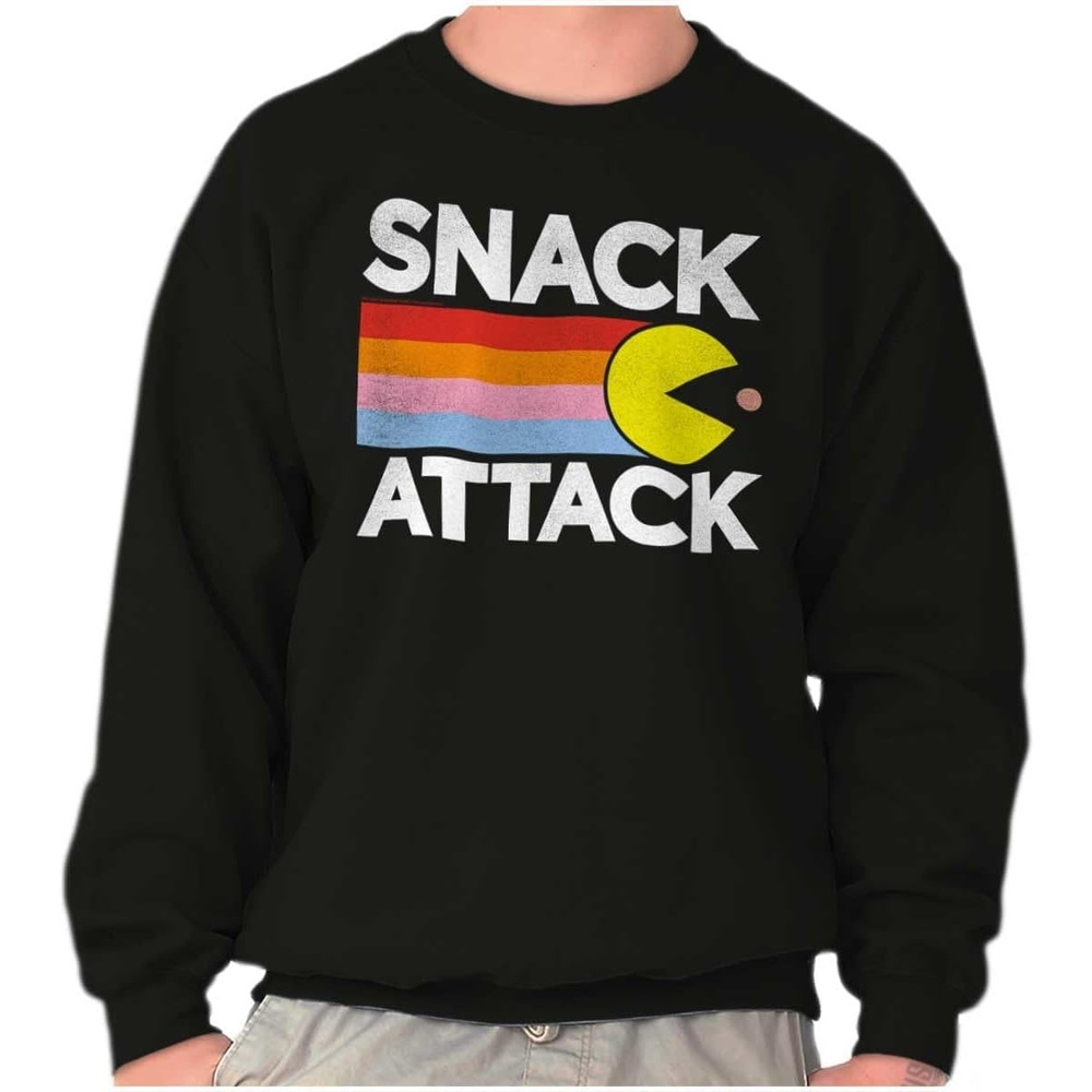 image:imageBrisco Brands PACMAN Snack Attack Hungry Hangry Sweatshirt for Men or WomenBlack