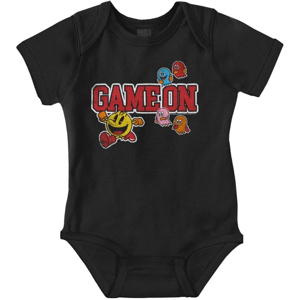 image:imageBrisco Brands Retro Arcade PACMAN Ghosts Game On Baby Romper Boys or GirlsBlack