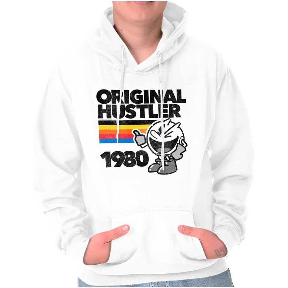 image:imageBrisco Brands Vintage Original Hustler PACMAN Game Hoodie Sweatshirt Women MenWhite