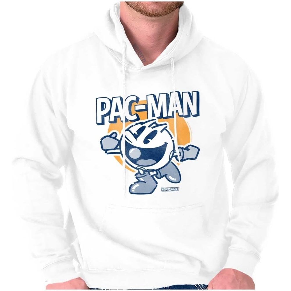 image:imageBrisco Brands Vintage PACMAN Arcade Game Nostalgic Hoodie Sweatshirt Women MenWhite