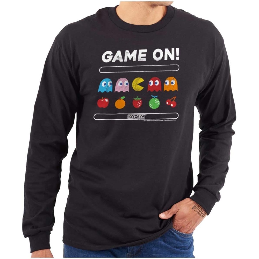 image:imageGame On Vintage 80s Pacman Gamer Long Sleeve Tshirt Men WomenBlack