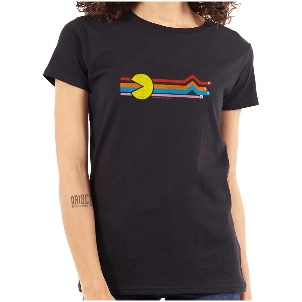 image:imagePacman Retro 80s Arcade Game Classic Womens Slim Fit Graphic TeeBlack