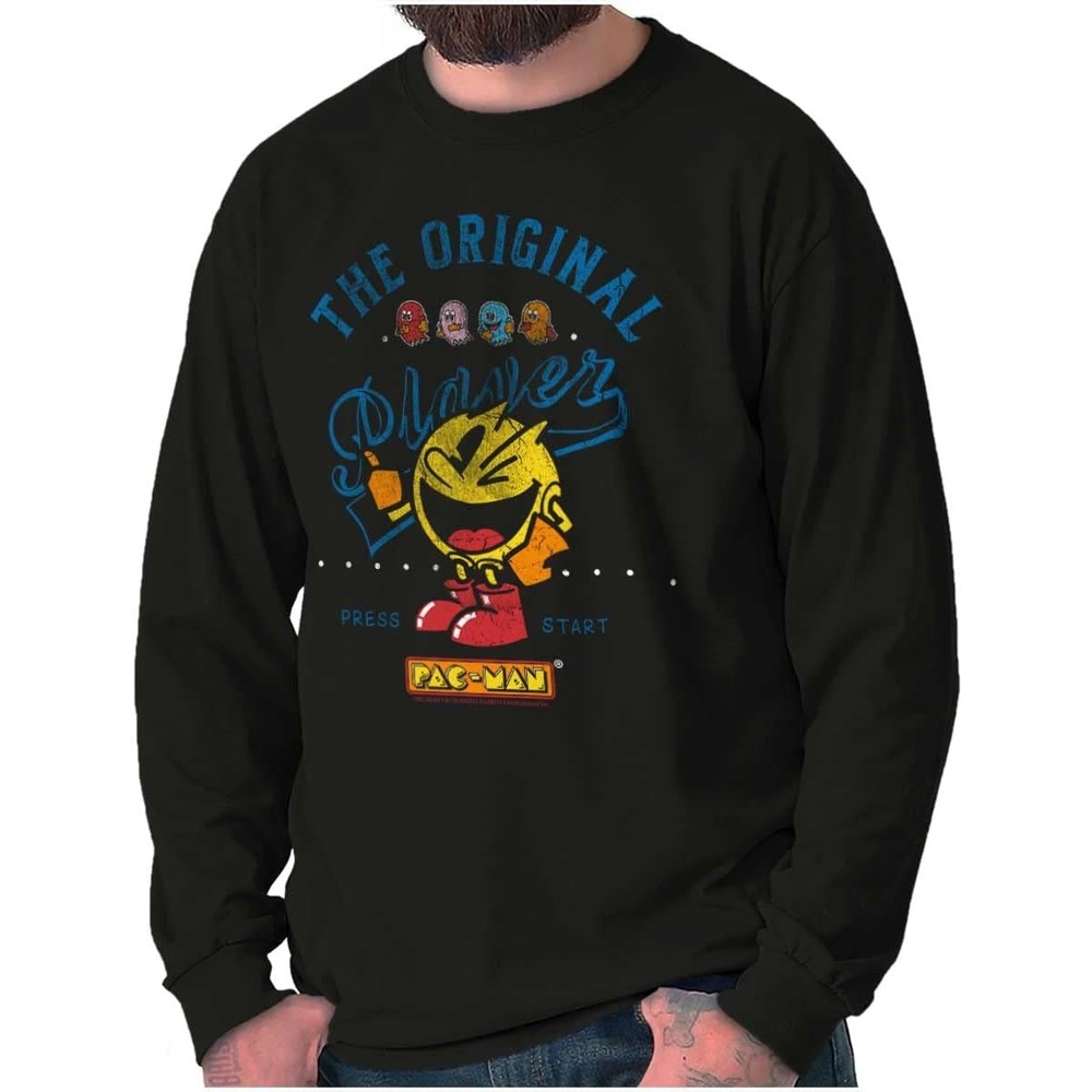 image:imagePacman The Original Player Funny 80s Long Sleeve Tshirt Men WomenBlack