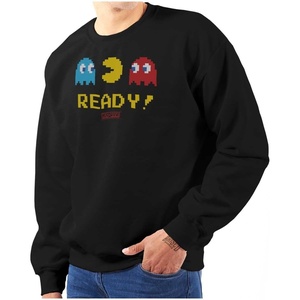 Brisco Brands PACMAN 1980s Vintage Video Game Sweatshirt for Men or Women(Black)