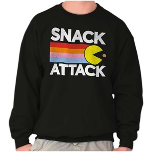 Brisco Brands PACMAN Snack Attack Hungry Hangry Sweatshirt for Men or Women(Black)