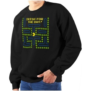 Brisco Brands PACMAN St Paddys Irish For The Day Sweatshirt for Men or Women(Black)