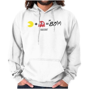 Brisco Brands PACMAN and Blinky 80s Math Equation Hoodie Sweatshirt Women Men(White)