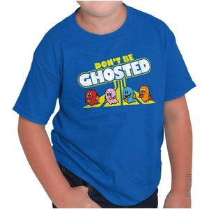 Brisco Brands Pacman Don’t Be Ghosted Dating Joke Crewneck T Shirts Boy Girl(Royal)