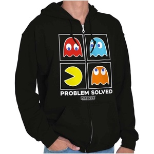 Brisco Brands Problem Solved Pacman Zip Up Hoodie Mens Womens