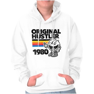 Brisco Brands Vintage Original Hustler PACMAN Game Hoodie Sweatshirt Women Men(White)