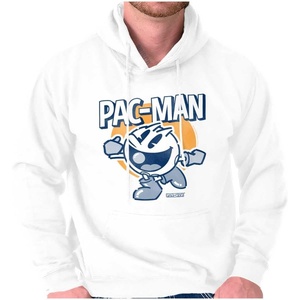 Brisco Brands Vintage PACMAN Arcade Game Nostalgic Hoodie Sweatshirt Women Men(White)