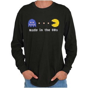 Pacman Made in The 80s 1980s Kid Long Sleeve Tshirt Men Women(Black)