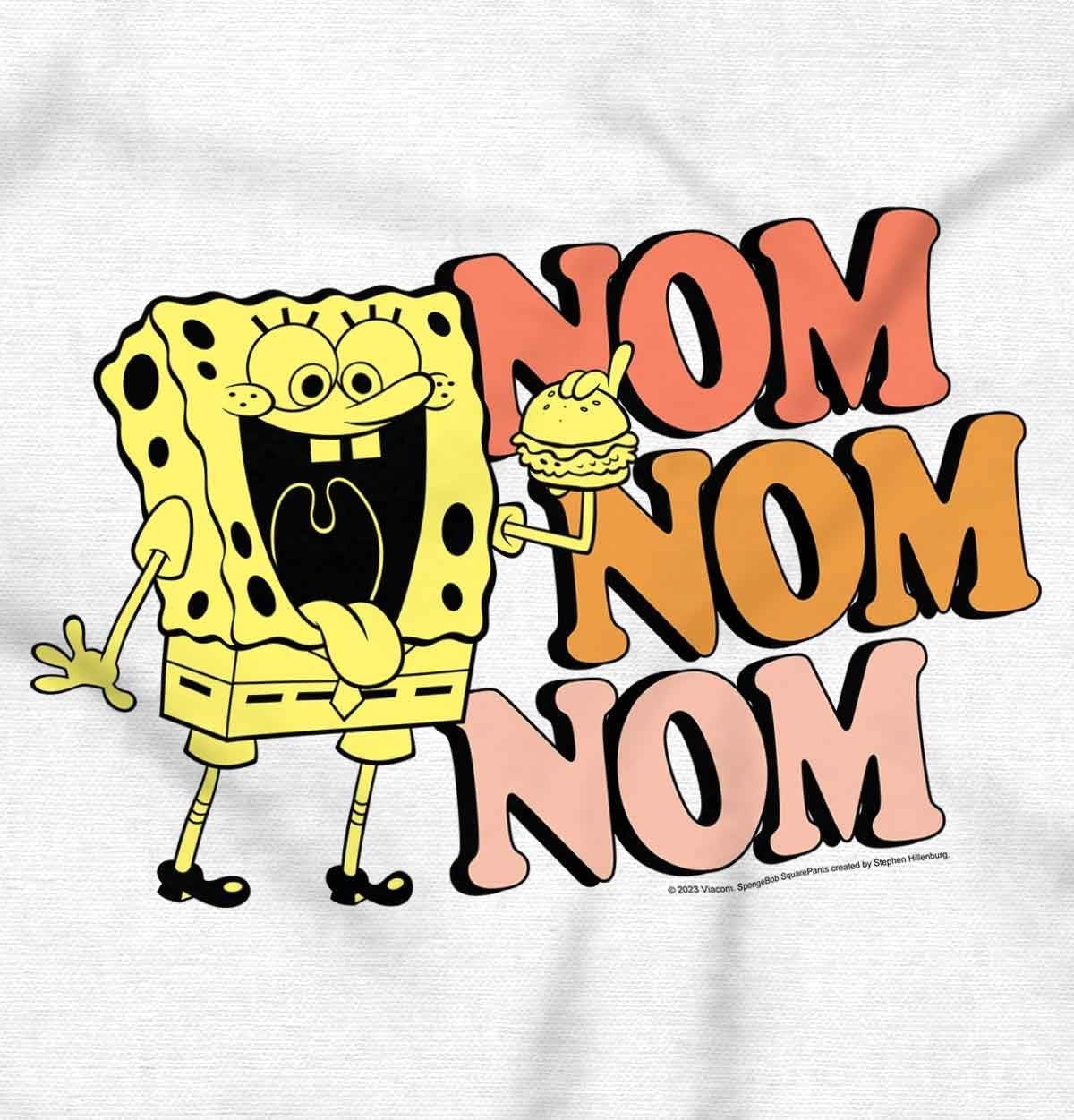image:imageBrisco Brands Funny SpongeBob Krabby Patty Nom Nom Baby Romper Boys or GirlsWhite