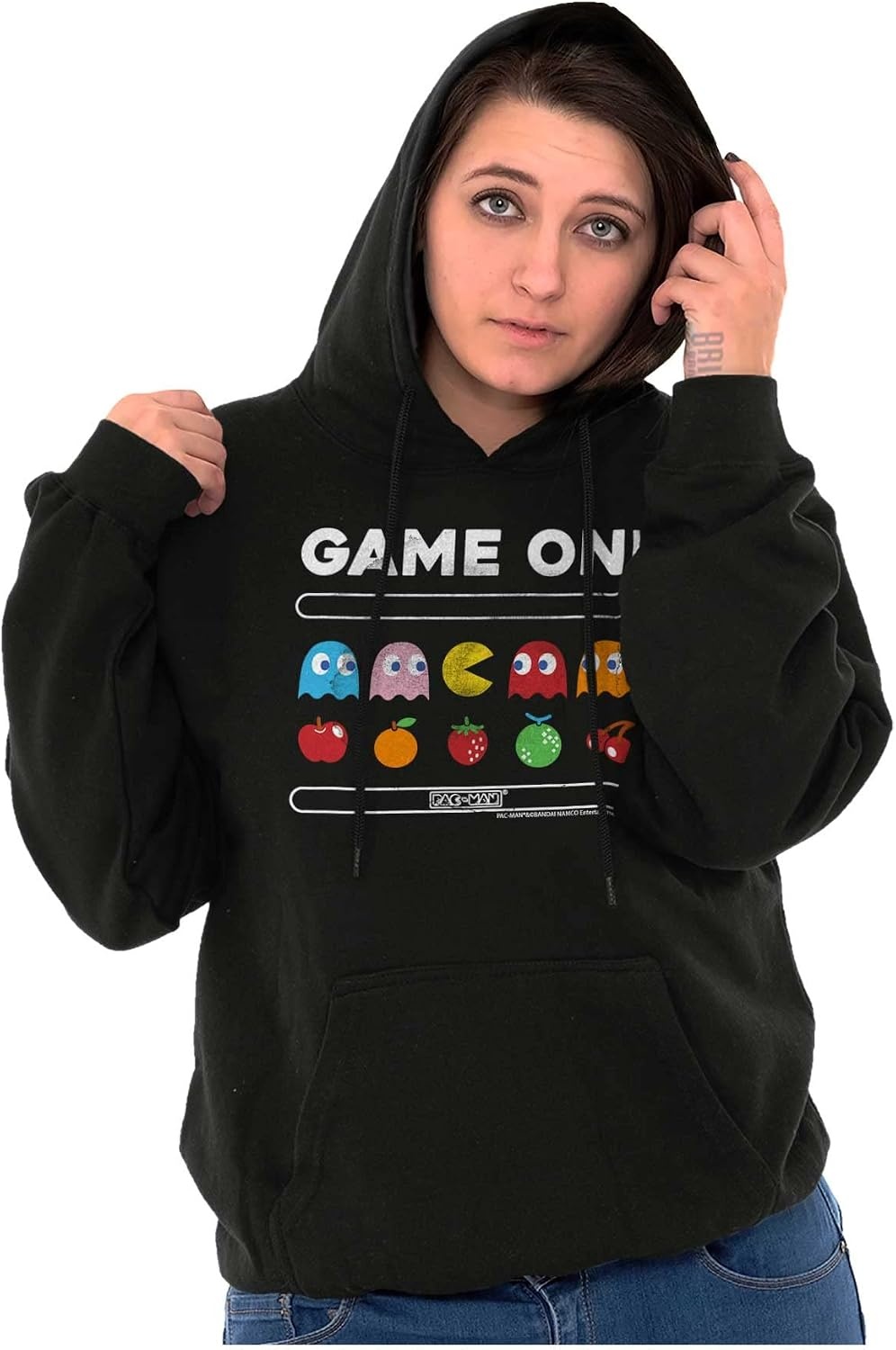 image:imageBrisco Brands Game On Vintage 80s PACMAN Gamer Hoodie Sweatshirt Women MenBlack