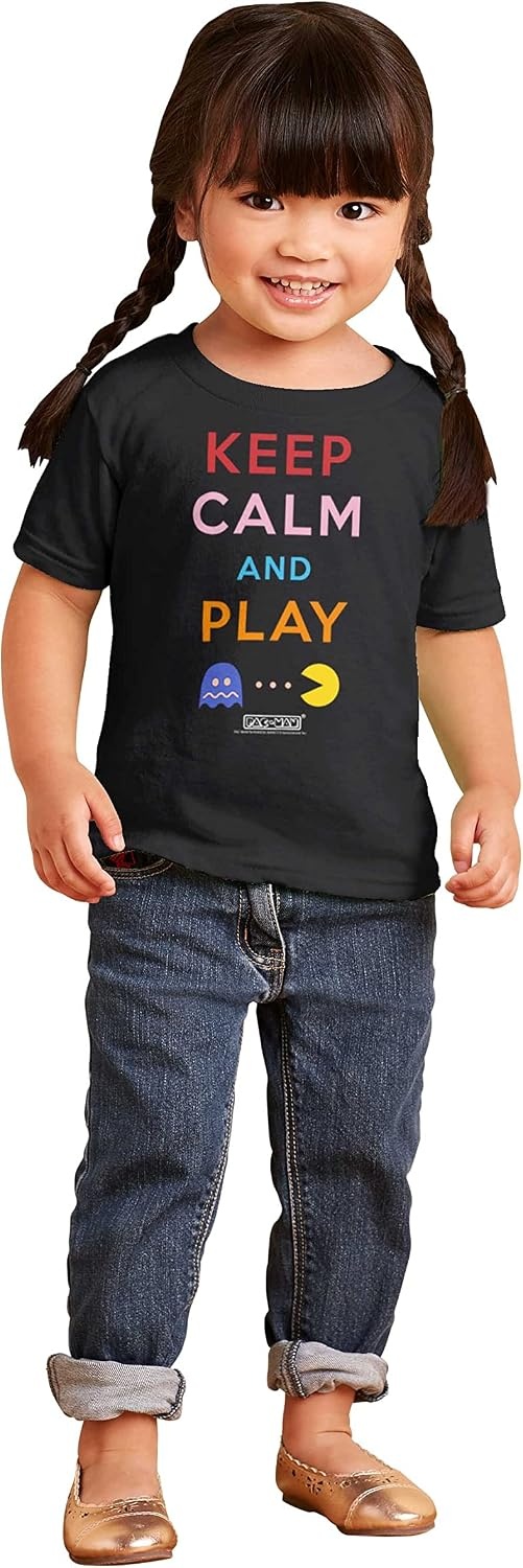 image:imageBrisco Brands Keep Calm and Play Pacman Toddler Boy Girl T ShirtBlack