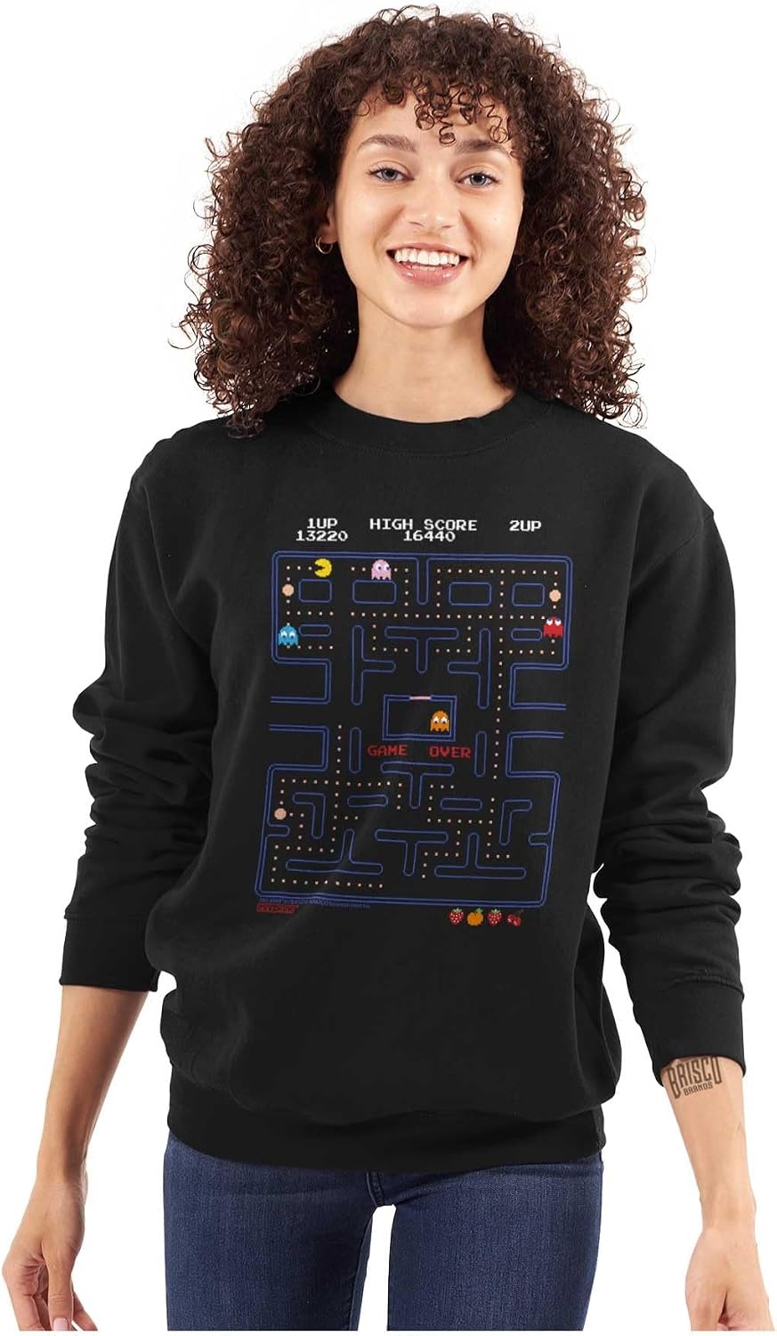image:imageBrisco Brands PACMAN Game Over Retro Video Gaming Sweatshirt for Men or WomenBlack