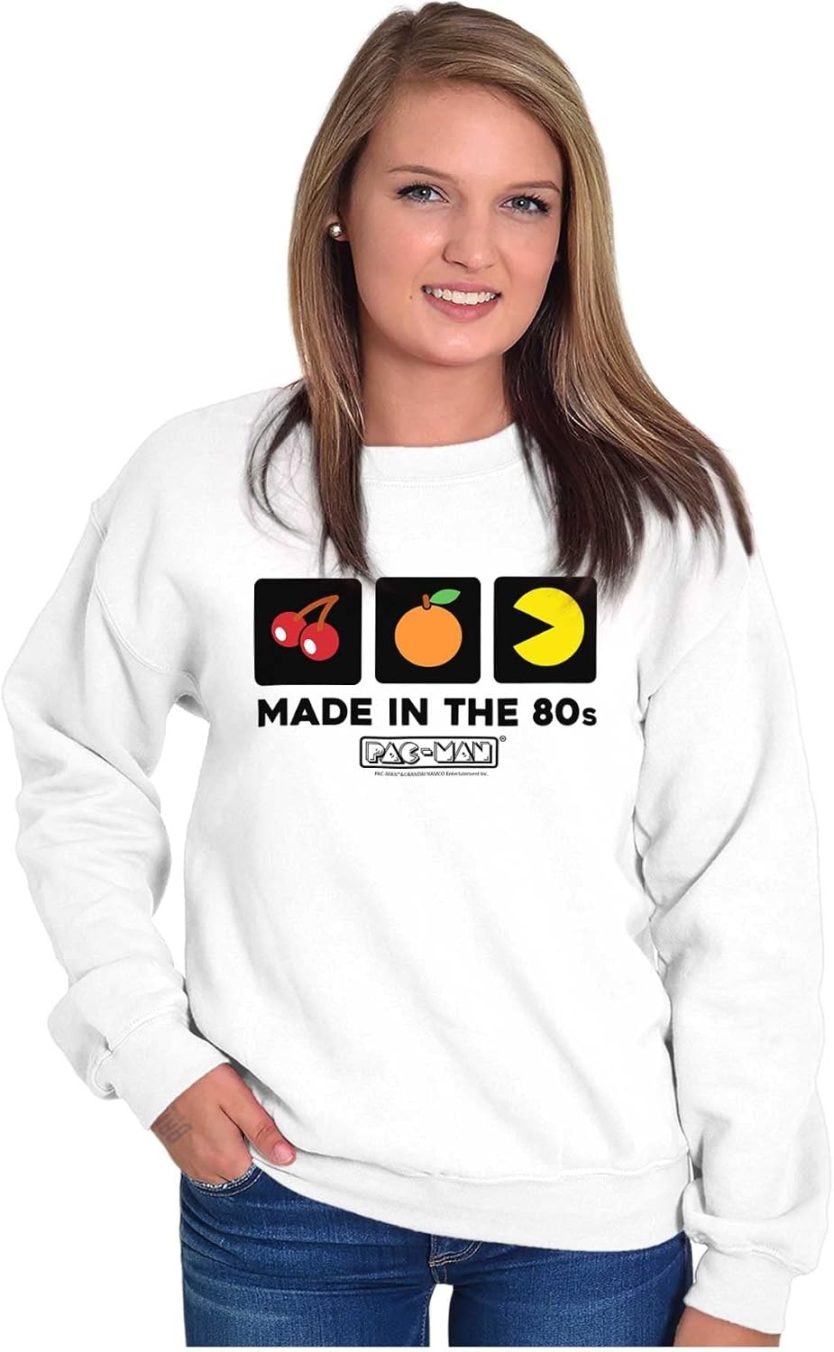 image:imageBrisco Brands PACMAN Made in the 80s Vintage Sweatshirt for Men or WomenWhite