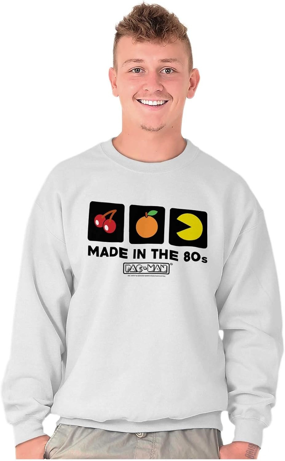 image:imageBrisco Brands PACMAN Made in the 80s Vintage Sweatshirt for Men or WomenWhite