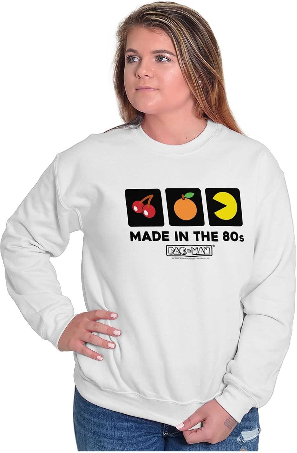 image:imageBrisco Brands PACMAN Made in the 80s Vintage Sweatshirt for Men or WomenWhite