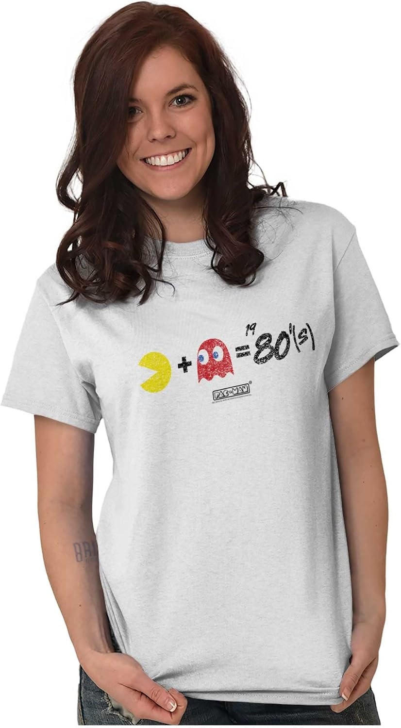 image:imageBrisco Brands Pacman and Blinky 80s Math Equation Graphic T Shirt Men or WomenWhite