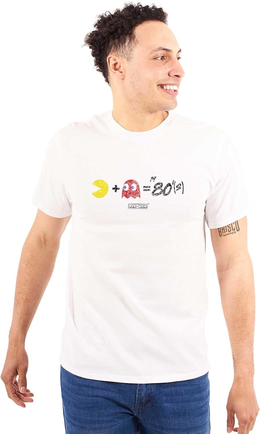 image:imageBrisco Brands Pacman and Blinky 80s Math Equation Graphic T Shirt Men or WomenWhite