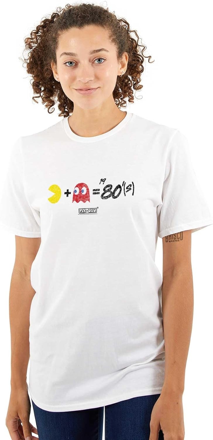 image:imageBrisco Brands Pacman and Blinky 80s Math Equation Graphic T Shirt Men or WomenWhite