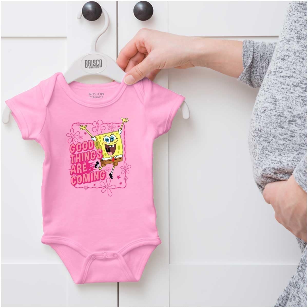 image:imageBrisco Brands SpongeBob Good Things Are Coming Baby Romper Boys or GirlsPink