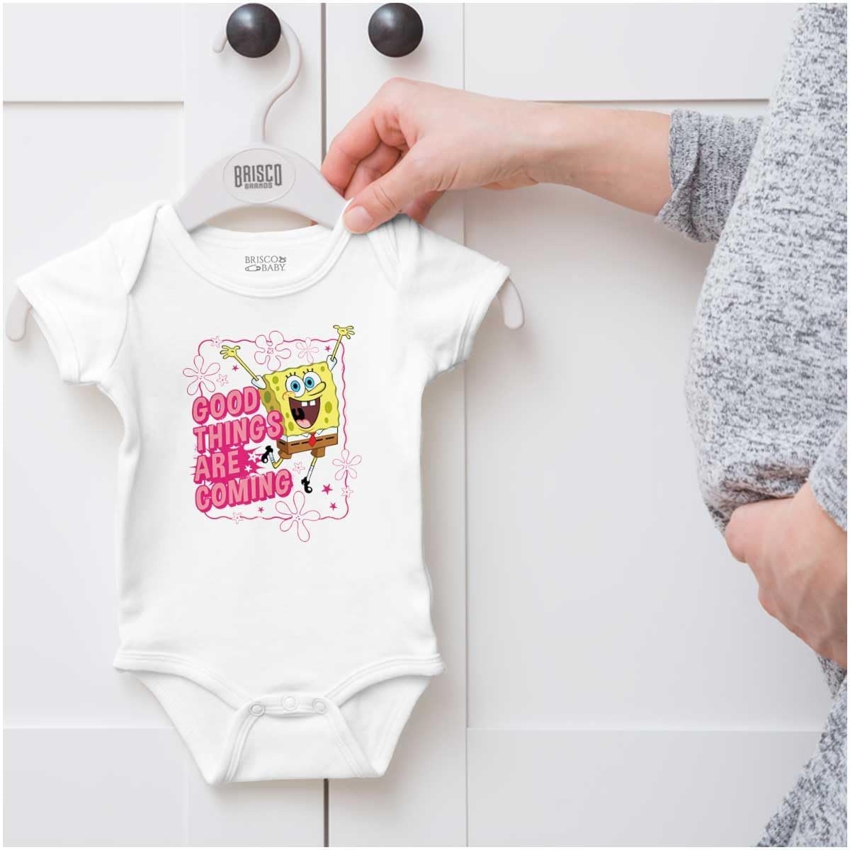 image:imageBrisco Brands SpongeBob Good Things Are Coming Baby Romper Boys or GirlsWhite