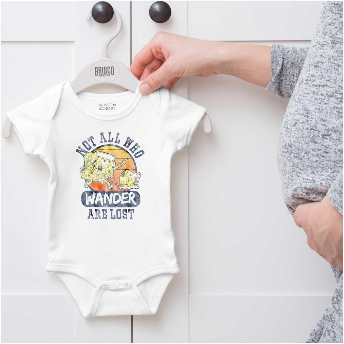 image:imageBrisco Brands SpongeBob Not All Who Wander Are Lost Baby Romper Boys or GirlsWhite