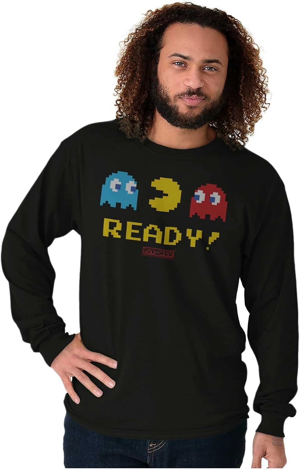image:imagePacman 1980s Vintage Video Game Long Sleeve Tshirt Men WomenBlack