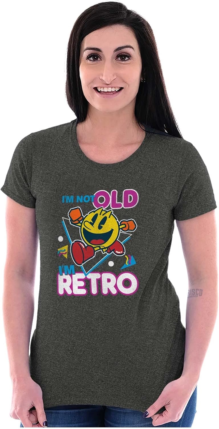 image:imageRetro Funny Sarcastic Pacman Game Womens Slim Fit Graphic TeeDark Heather