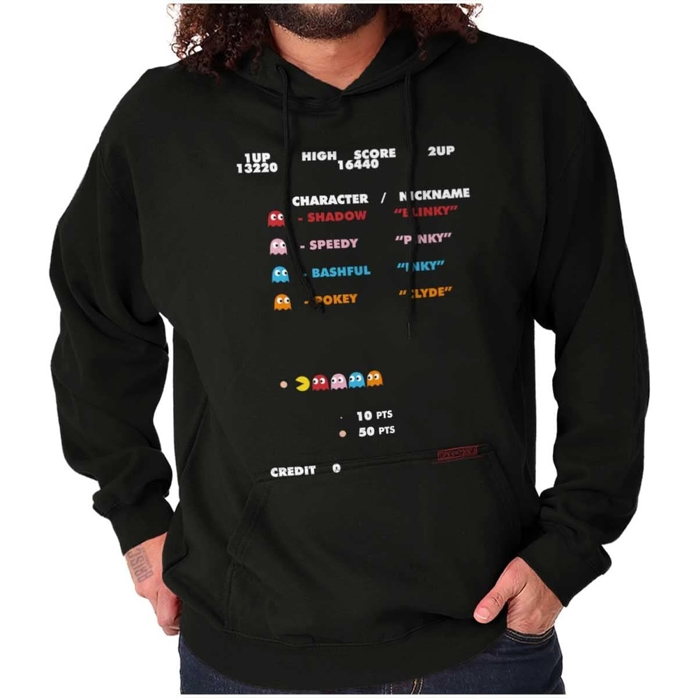 image:imageBrisco Brands PACMAN High Score Ghosts Vintage 80s Hoodie Sweatshirt Women MenBlack