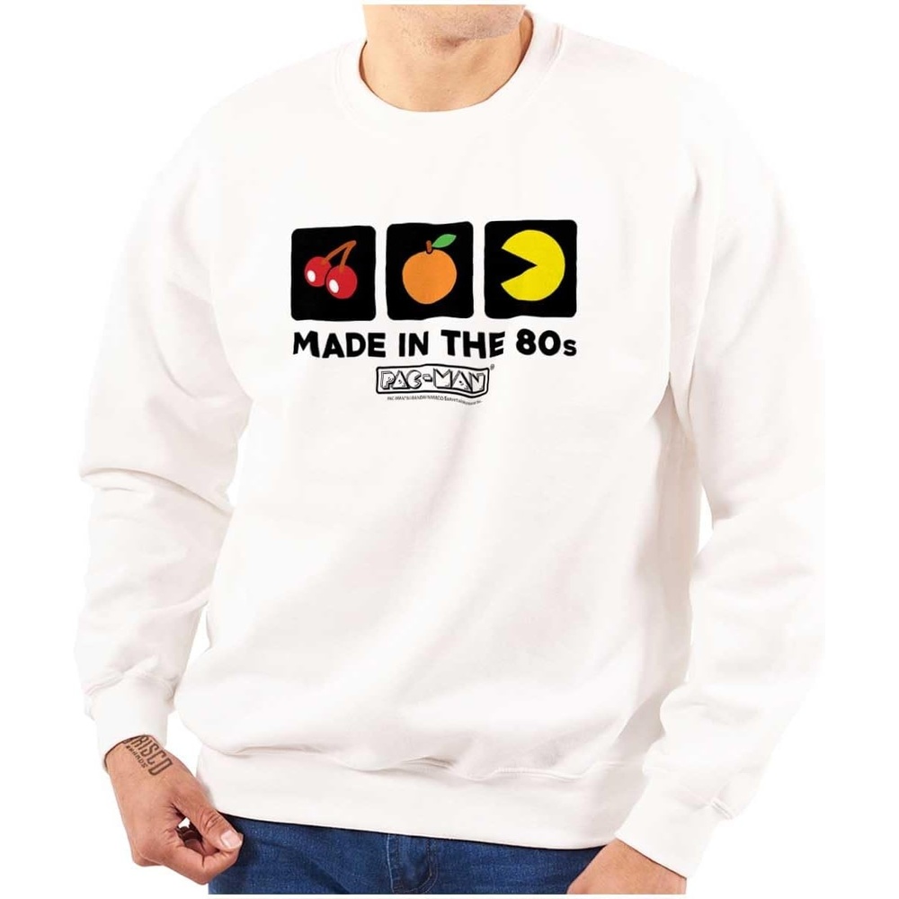 image:imageBrisco Brands PACMAN Made in the 80s Vintage Sweatshirt for Men or WomenWhite