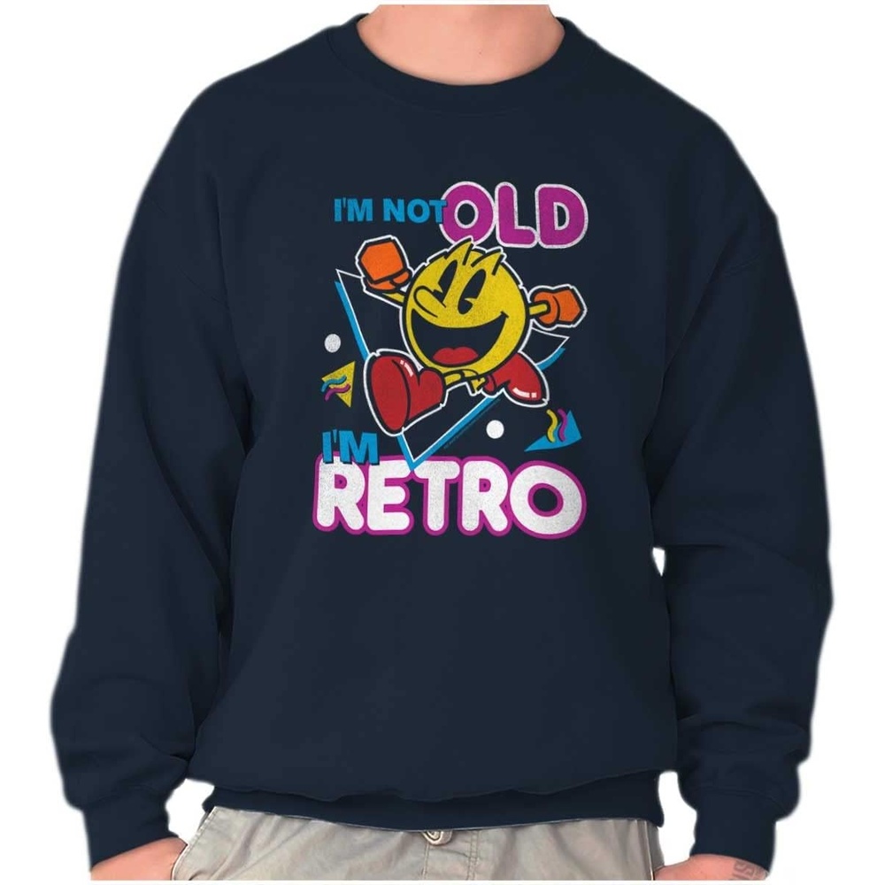 image:imageBrisco Brands Retro Funny Sarcastic PACMAN Game Sweatshirt for Men or WomenNavy