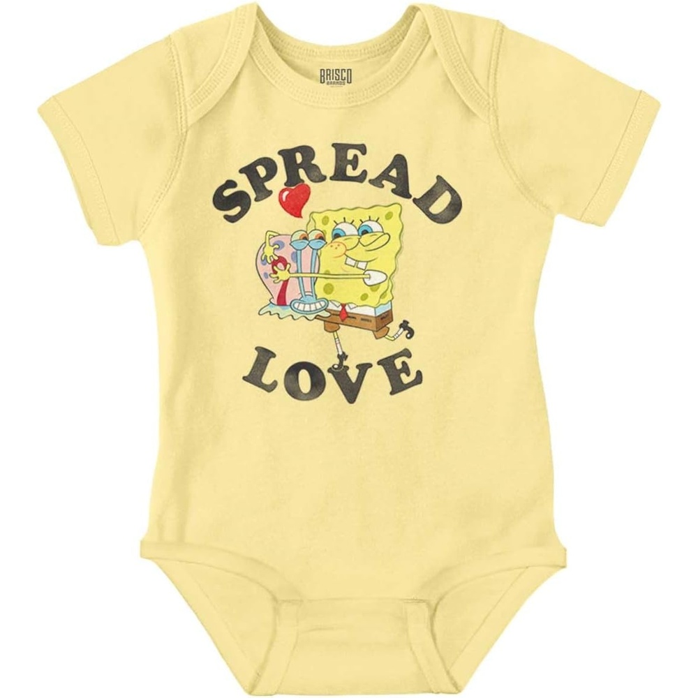 image:imageBrisco Brands SpongeBob Motivational Spread Love Baby Romper Boys or GirlsBanana