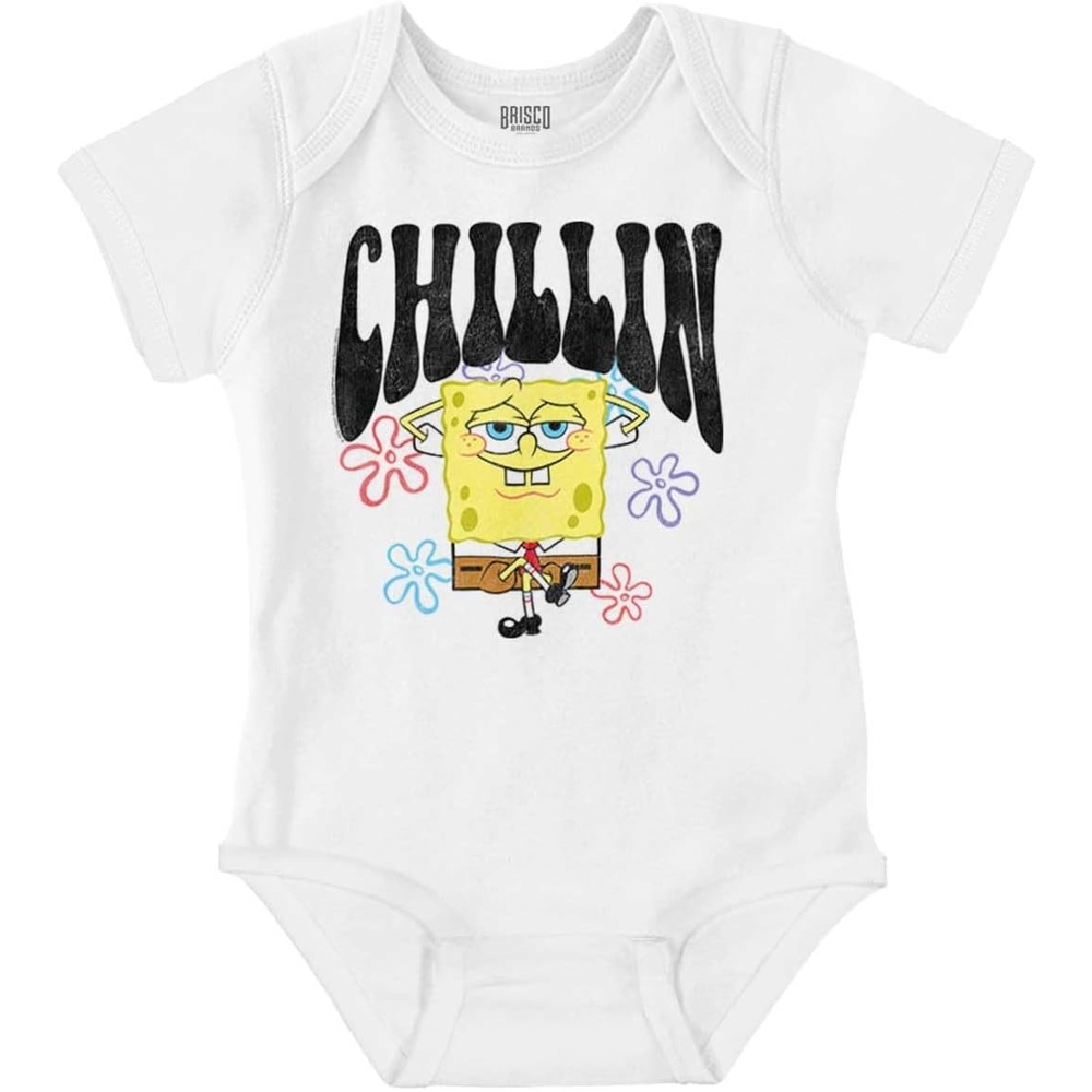 image:imageBrisco Brands SpongeBob Retro Cartoon Chillin Baby Romper Boys or GirlsWhite
