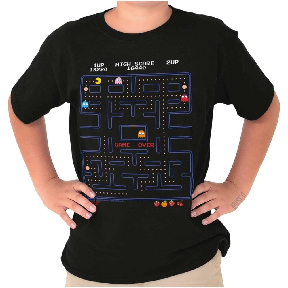 image:imagePacman Game Over Retro Video Gaming Crewneck T Shirts Boy Girl