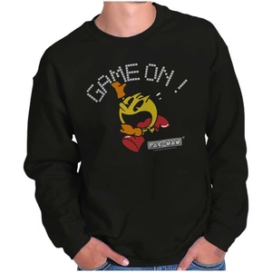 Brisco Brands PACMAN Game On Retro 1980s Gaming Sweatshirt for Men or Women(Black)