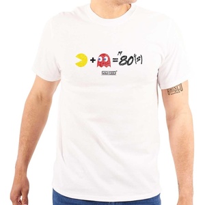 Brisco Brands Pacman and Blinky 80s Math Equation Graphic T Shirt Men or Women(White)