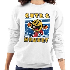 Brisco Brands Retro Cute Hungry Funny PACMAN Game Women Crewneck Sweatshirt(White)