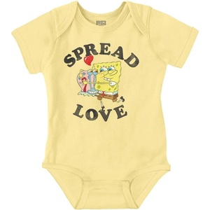 Brisco Brands SpongeBob Motivational Spread Love Baby Romper Boys or Girls(Banana)