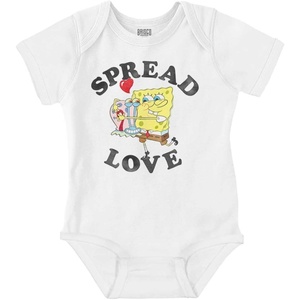 Brisco Brands SpongeBob Motivational Spread Love Baby Romper Boys or Girls(White)